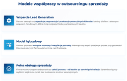 infografika przedstawiająca modele współpracy w outsourcingu sprzedaży