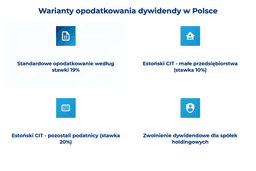 infografika przedstawiająca warianty opodatkowania dywidendy w Polsce