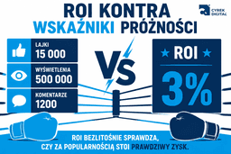 infografika przedstawiająca zestawienie wskaźnika ROI ze wskaźnikami popularności