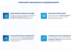 infografika przedstawiająca jak linkowanie wewnętrzne wpływa na pozycjonowanie stron internetowych