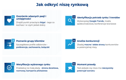 infografika przedstawiająca, jak odkryć niszę rynkową