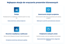 infografika przedstawiająca najlepsze okazje do wręczania prezent&oacute;w biznesowych