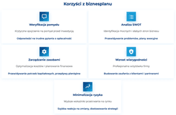 infografika przedstawiająca korzyści z biznesplanu