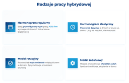 infografika przedstawiająca rodzaje pracy hybrydowej